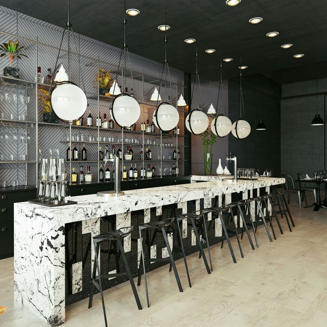 Theke in weißem Marmor